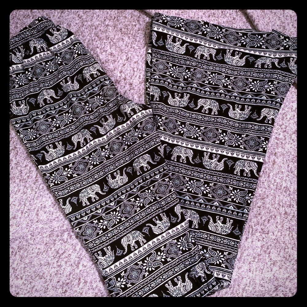 Ladies Elephant Print Flare Pants